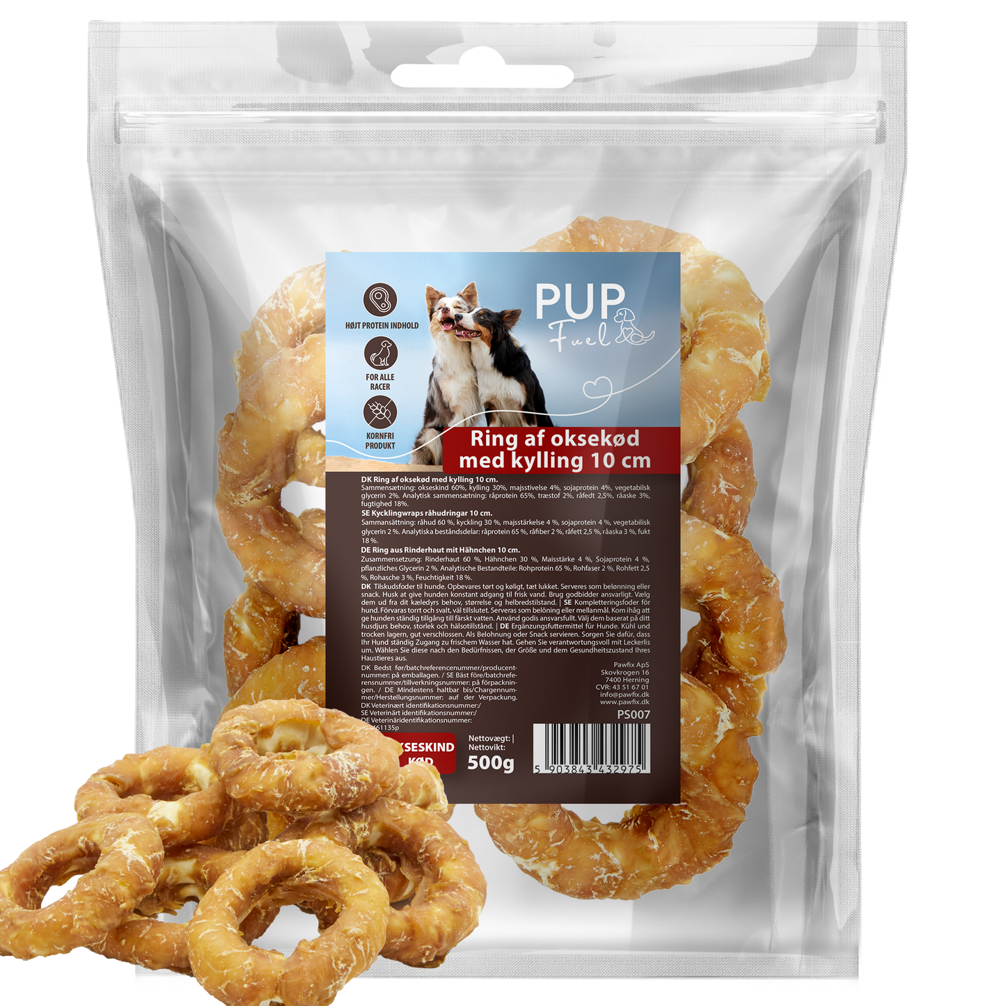PupFuel Ring af oksekød med kylling – 10 cm (500 gram)