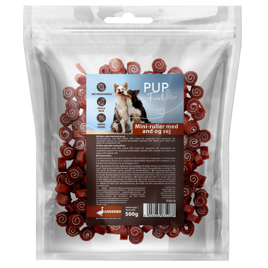 Pupfuel Mini-ruller med and og sej – 500 gram