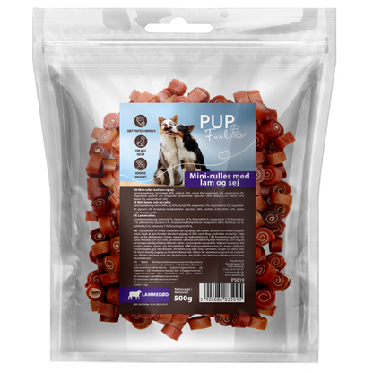 Pupfuel Mini-ruller med lam og sej – 500 gram