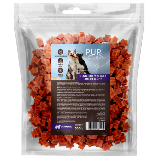 Pupfuel Bløde stjerner med lam og taurin – 500 gram